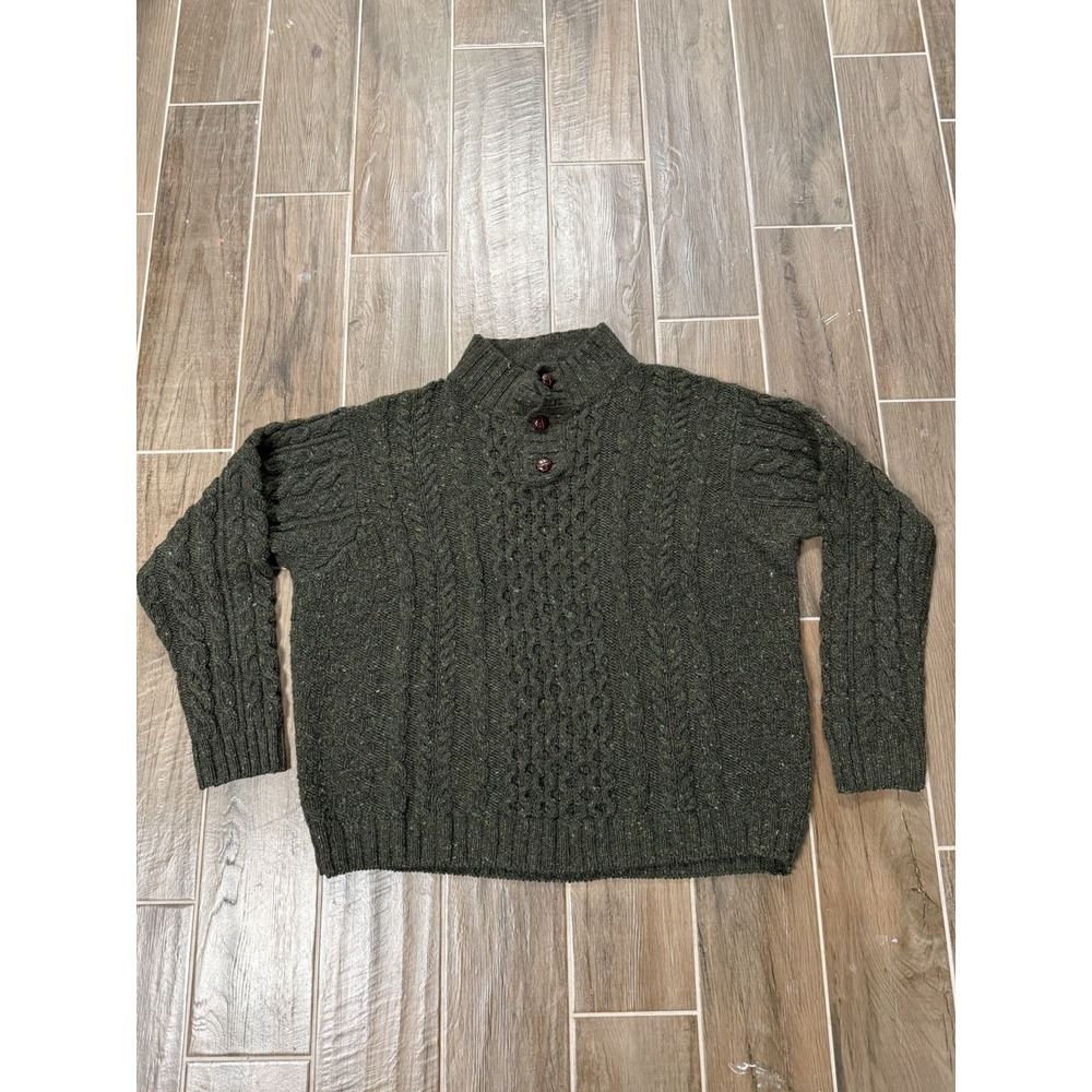 LL Bean Irish Wool Fisherman Sweater Men XXL Donegal Cable Knit